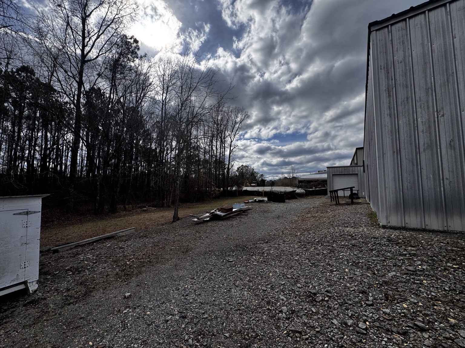 Rear drive and building access.